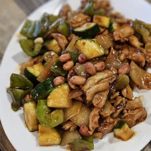 a plate of stir fried vegetables