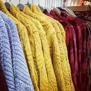 Cozy sweaters and flannels...
