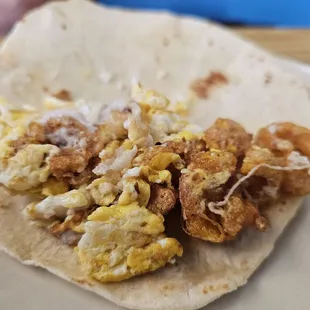 Chicharrones with egg tak