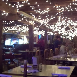 Inside the restaurant which is a basement
