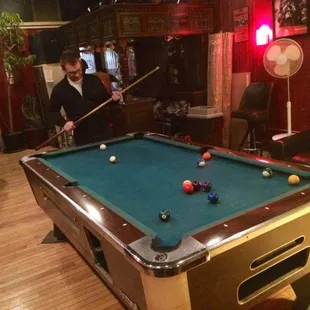 Pool table/seating in the back room.