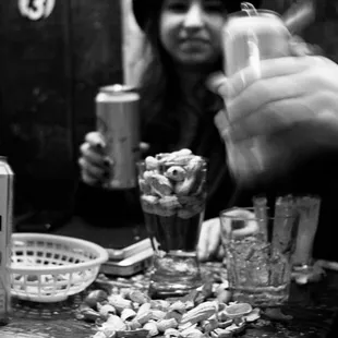 Tall boys and baskets of peanuts!