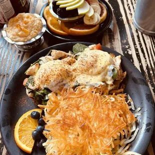 Crab, Tomato and Cheddar Benedict Fresh Fruit Cup