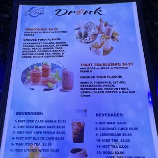 menu