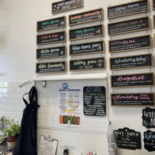 menus on the wall