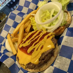 Standard Cheese Burger but not standard quality or flavor!  Highly recommend a burger and fries from this place.