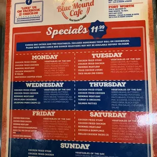 Daily specials