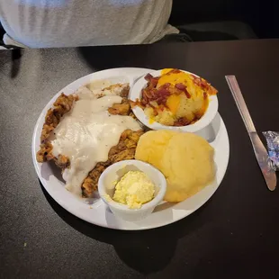 Chicken Fried Steak daily special. Only $8.99 for all this and a side salad!