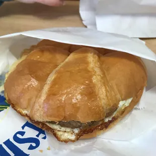 Sausage egg cheddar croissant