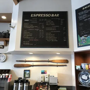 Espresso bar menu; 4/28/18