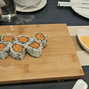 Spicy crunchy Salmon roll. Very delicious and very fresh.