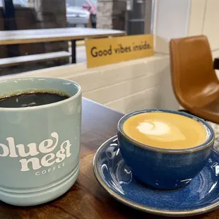 a cup of coffee and a saucer