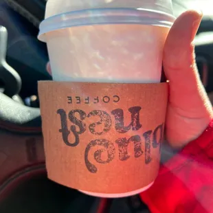 Small latte. Their stamp is upside down.