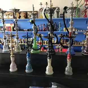 a variety of hookah pipes