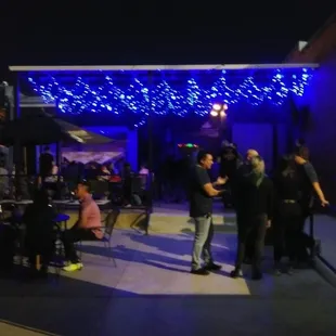 people outside at night