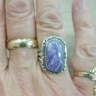 Gorgeous purple stone set in sterling silver.. I wish I could remember the name of it...