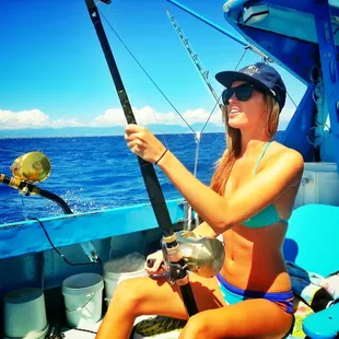 Reeling in another one aboard the Blue Nun.