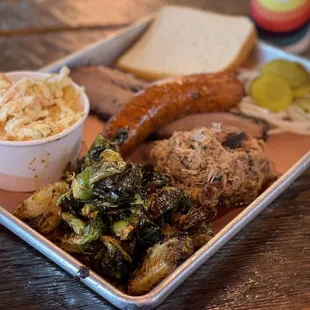A closer look the three meat plate