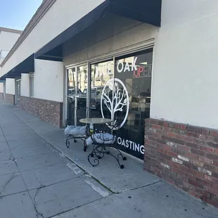 Outside of the building (right on the corner)