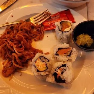 Pad thai and sushi rolls
