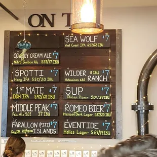 Draft menu on 5/26/23 with the bartender in blue!