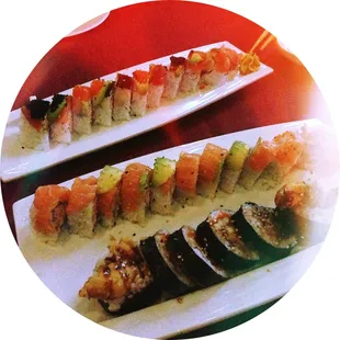 rainbow roll, Alaska roll, spider roll. all of them fabulous!
