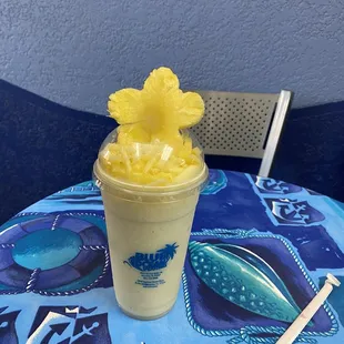 Coconut smoothie with mango and pineapple