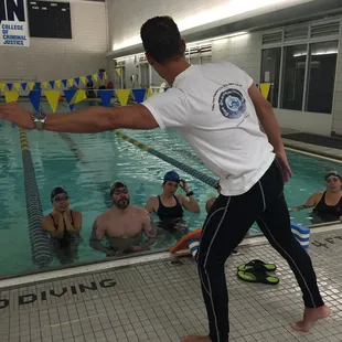 Swimmers in the Freestyle Training Group get ready to work on coach Valentin&apos;s drill set