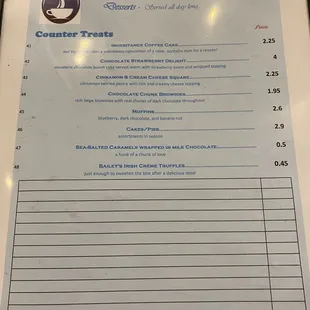 menu