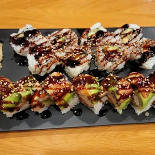 a plate of sushi on a table