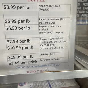 prices for the blue pacific seafood buffet