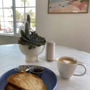 Brown butter toffee latte and toast