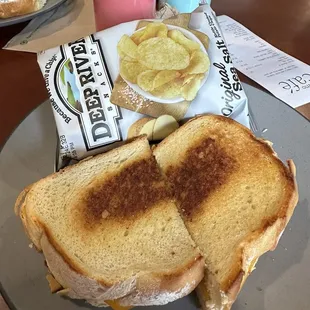 Grilled Cheese Sandwich and Chips