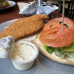 Fried Flounder sandwich - crisply fried and filling.