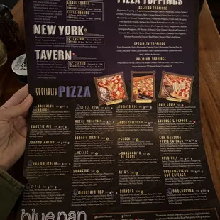 Menus side one