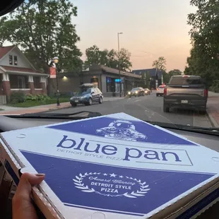 Blue pan take out