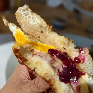 Monte cristo with a berry compote