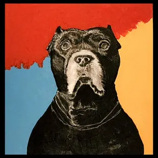 a dog with a red hat