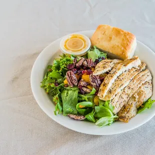 Mandarin orange salad with locally sourced greens and freshly grilled chicken.