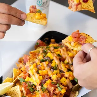 Our pokē nachos are a great way to share with friends.