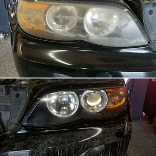 Headlight restored to look new again