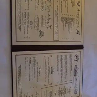 a menu for a restaurant