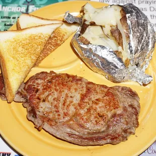 Steak and baked potatoes