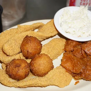 Fried catfish with hush puppies