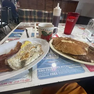 $10.55!  Pancakes Eggs and Bacon