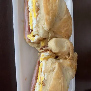 Breakfast Croissant ham egg cheese and bacon