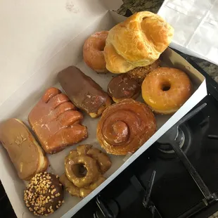 What's left of a dozen donuts, and a ham &amp; cheese croissant! So fresh and good!