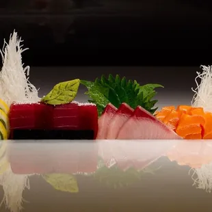 outside, sushi and sashimi