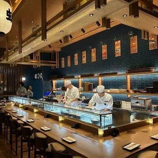 interior, sushi and sashimi