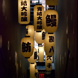 lanterns hanging from the ceiling